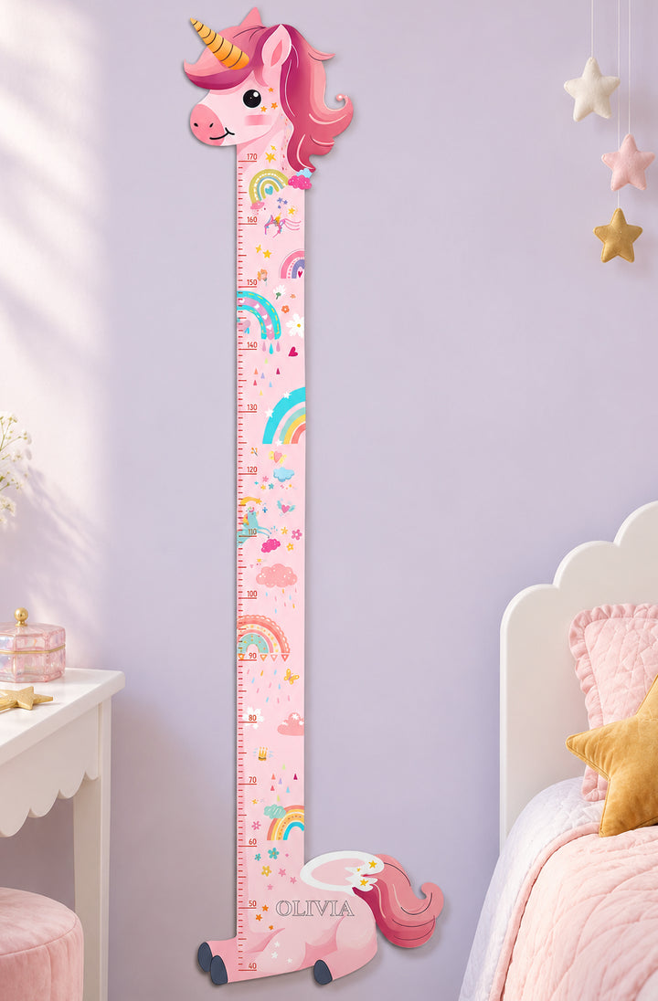 Personalized Wooden Unicorn Height Growth Chart for Girls Woodemon