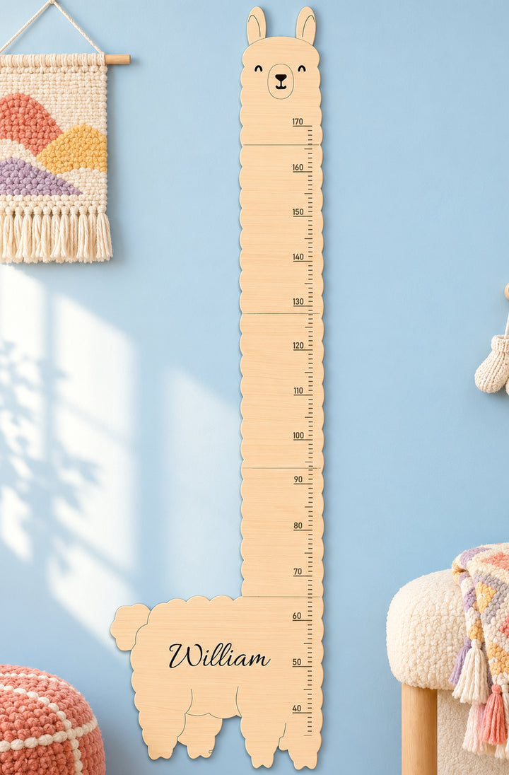 Personalized Wooden Alpaca Llama Growth Chart Ruler Woodemon