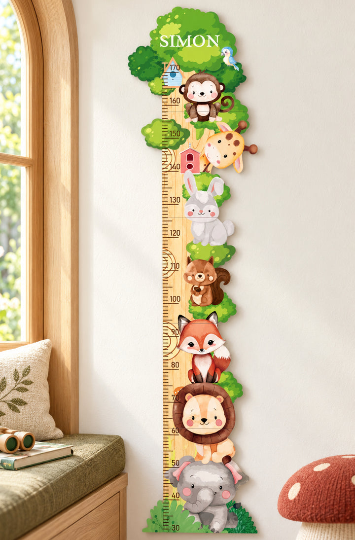 Personalized Wooden Forest Friends Growth Chart Woodemon