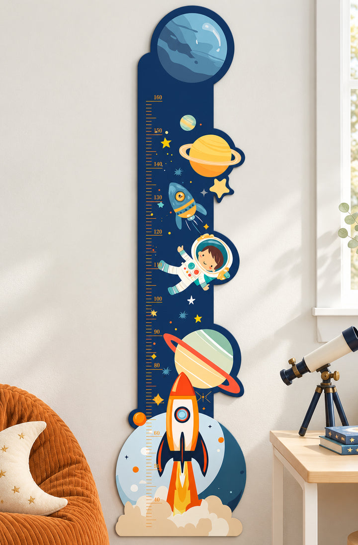 Personalized Wooden Space Height Growth Chart for Kids Woodemon