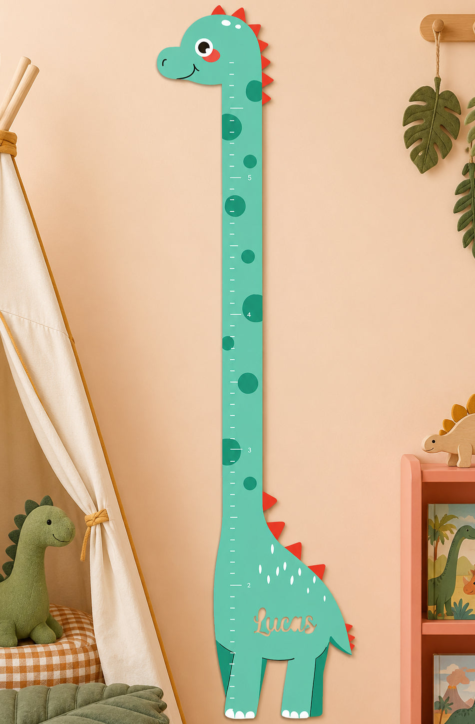Personalized Wooden Dinosaur Growth Chart Ruler Woodemon