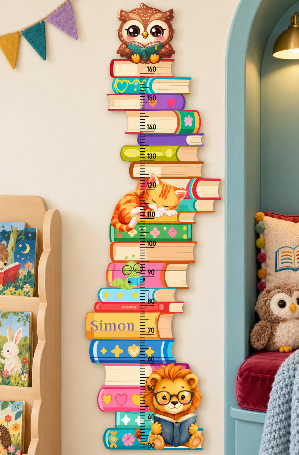 Personalized Wooden Bookstack Growth Chart Woodemon