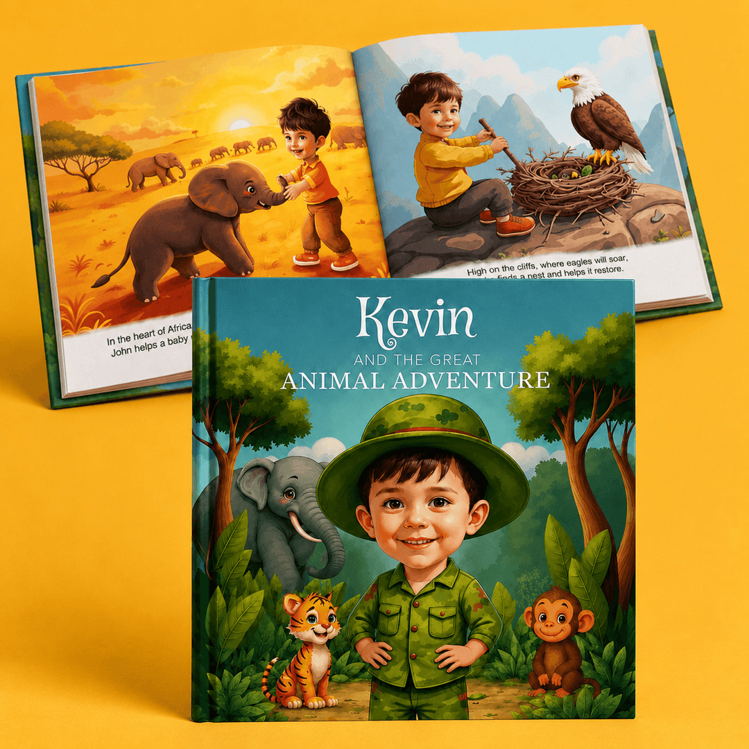 Personalized Animal Adventure Story Book for Kids Woodemon