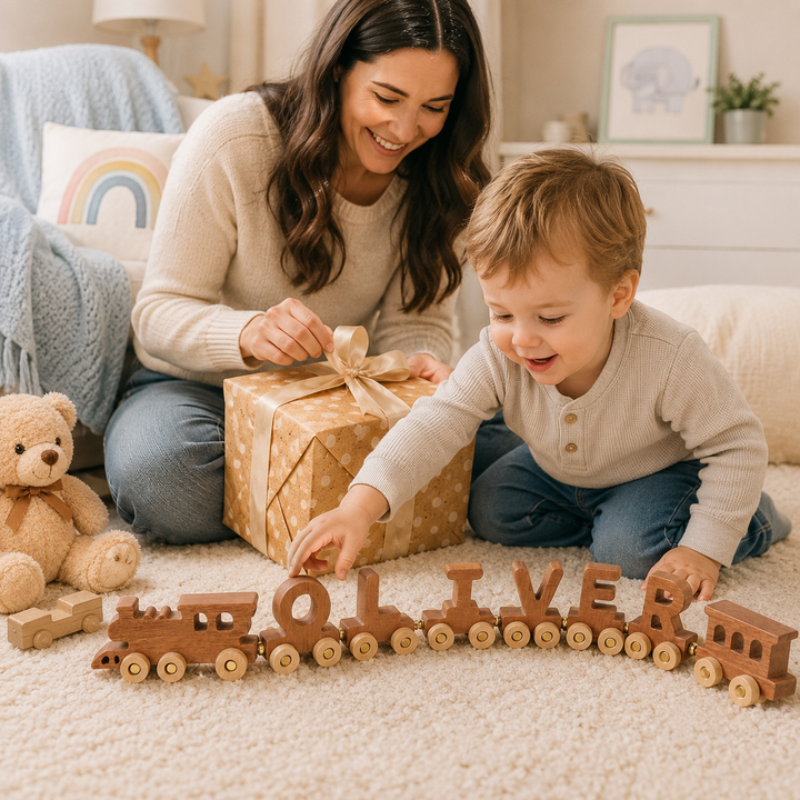 Personalized Wooden Train Set With Name Woodemon