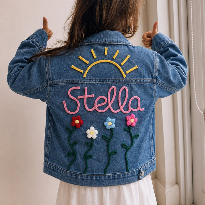 Adorable Personalized Kids Name Embroidered Denim Jacket