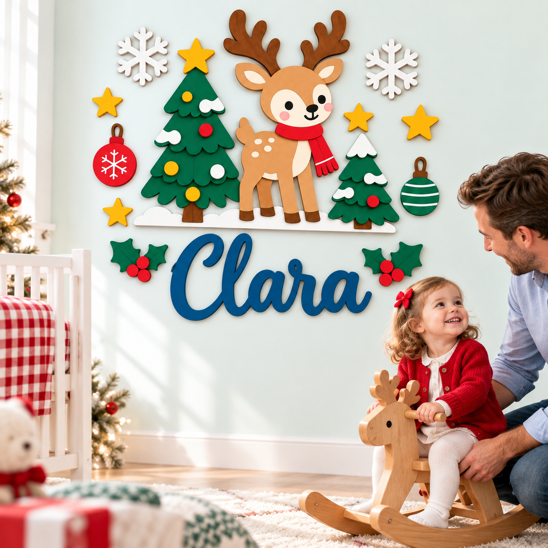 Personalized Christmas Nursery Name Sign Woodemon