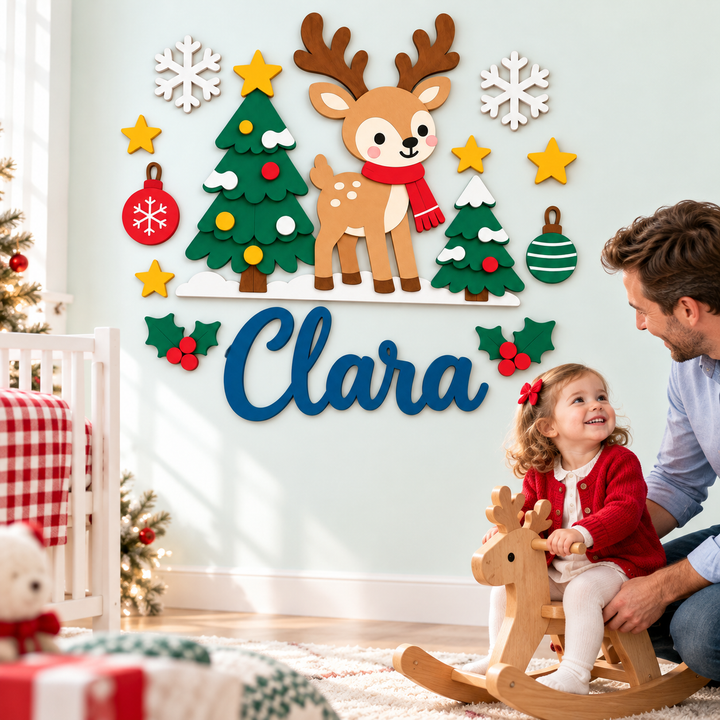 Personalized Christmas Nursery Name Sign Woodemon