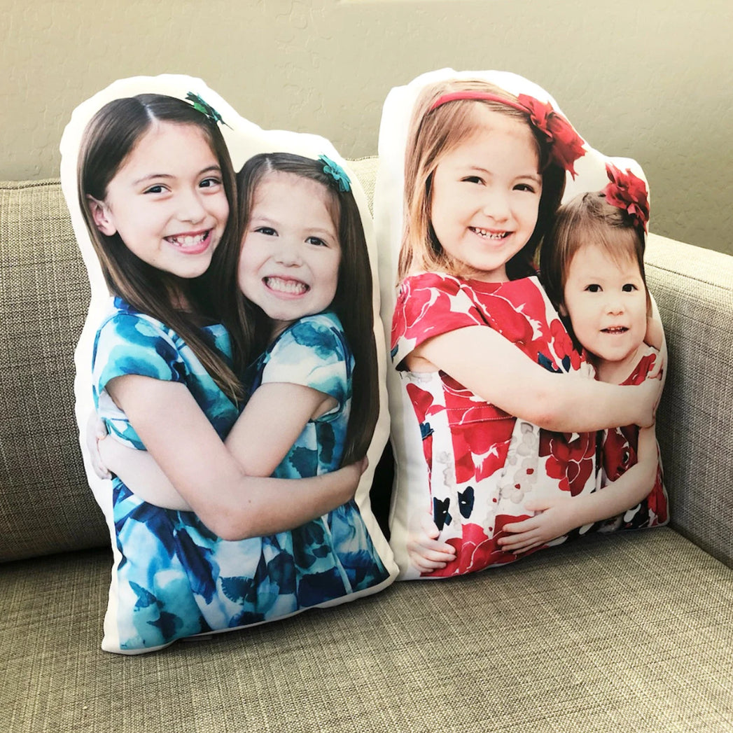 Custom funny pillows featuring kids' cheerful photos, perfect for unique gifts and memorable keepsakes.