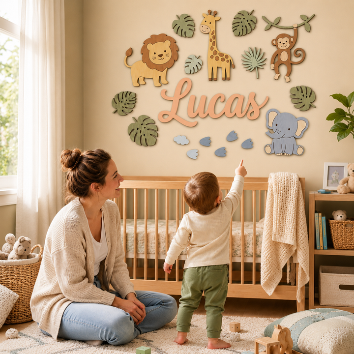 Personalized Wooden Nursery Name Sign Woodemon
