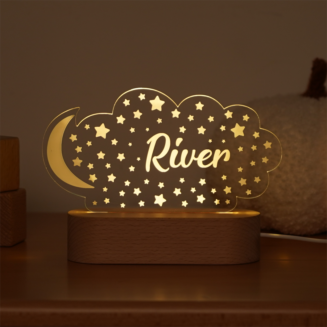 Personalized Night Light with Moon & Stars