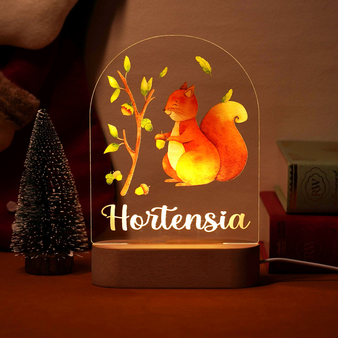 Personalised Baby Name Light - Squirrel