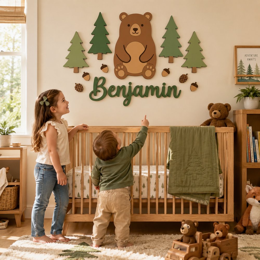 Personalized Wooden Nursery Name Sign Woodemon