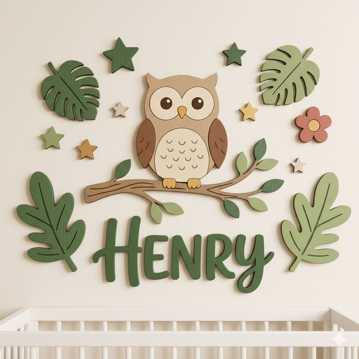 Personalized Wooden Nursery Name Sign – Cute Animal Themes