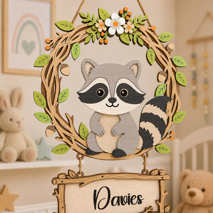 Personalized Raccoon Nursery Name Sign