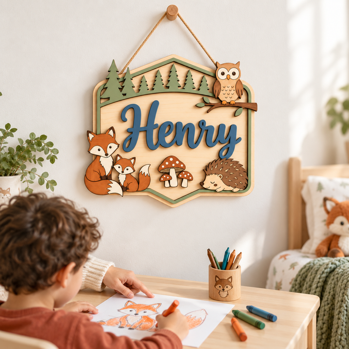 Personalized Kids Name Sign for Door & Wall Woodemon