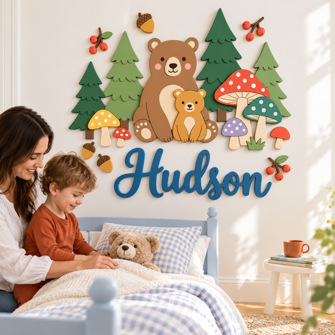 Personalized Wooden Nursery Name Sign Woodemon