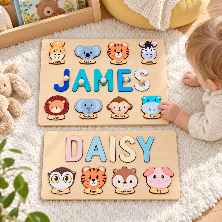 Personalized Wooden Baby Name Puzzle-Element With Name woodemon