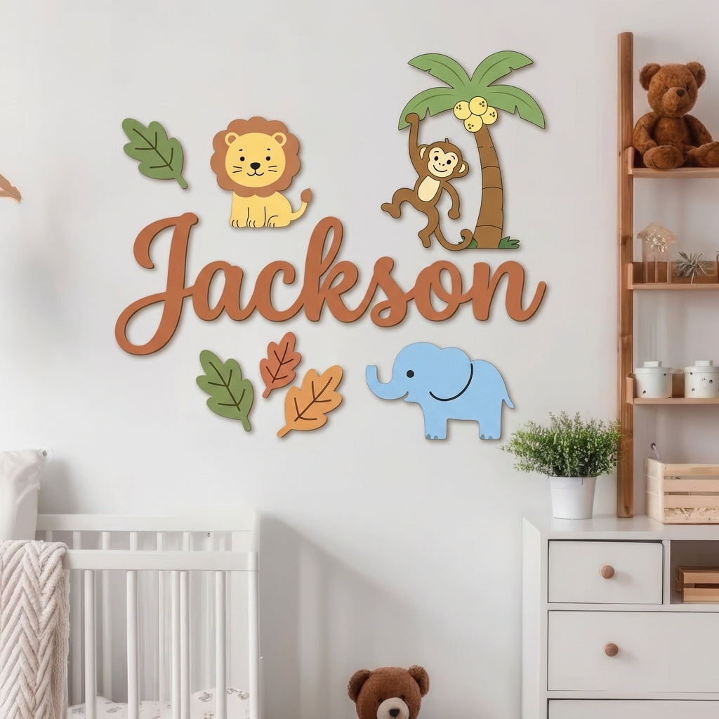Personalized Wooden Nursery Name Sign – Custom Kids Room Wall Decor