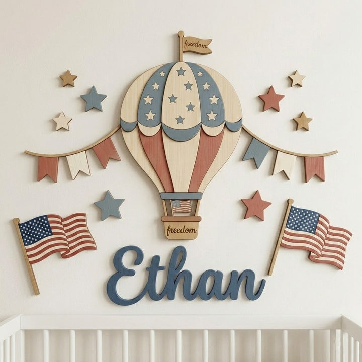 Personalized Independence Day Name Sign