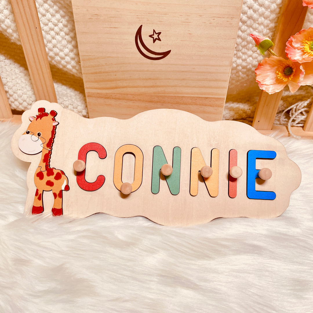 Wooden Animals Baby Name Puzzle