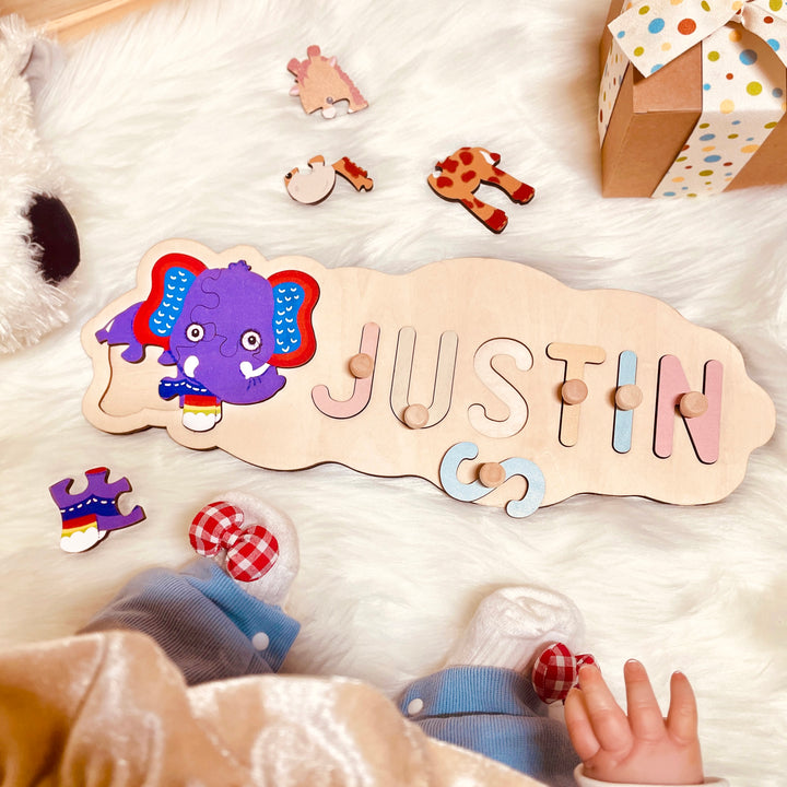 Wooden Animals Baby Name Puzzle