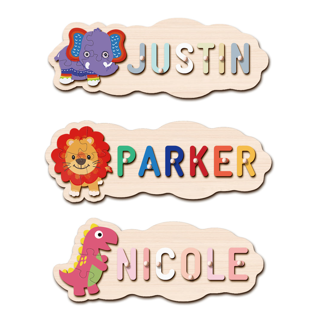 Wooden Animals Baby Name Puzzle