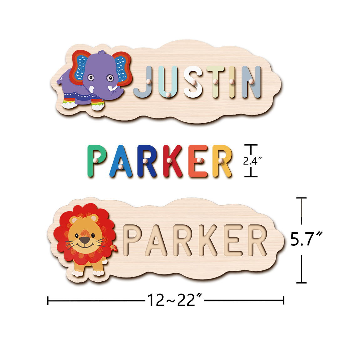 Wooden Animals Baby Name Puzzle