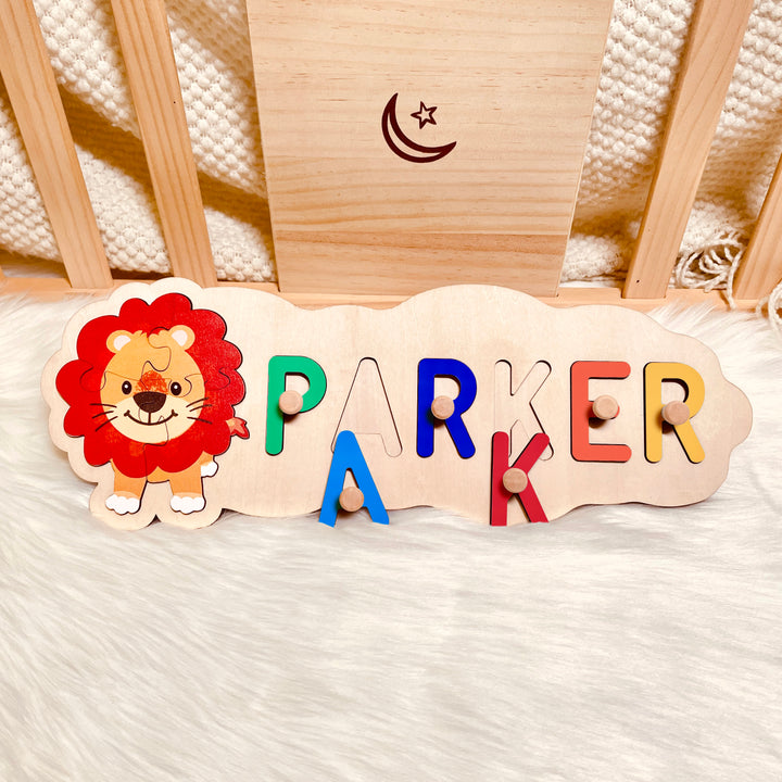 Wooden Animals Baby Name Puzzle