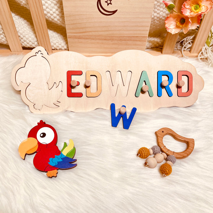 Wooden Animals Baby Name Puzzle