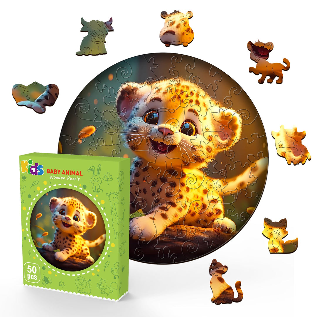 Kids Early Learning Wooden Leopard Puzzle