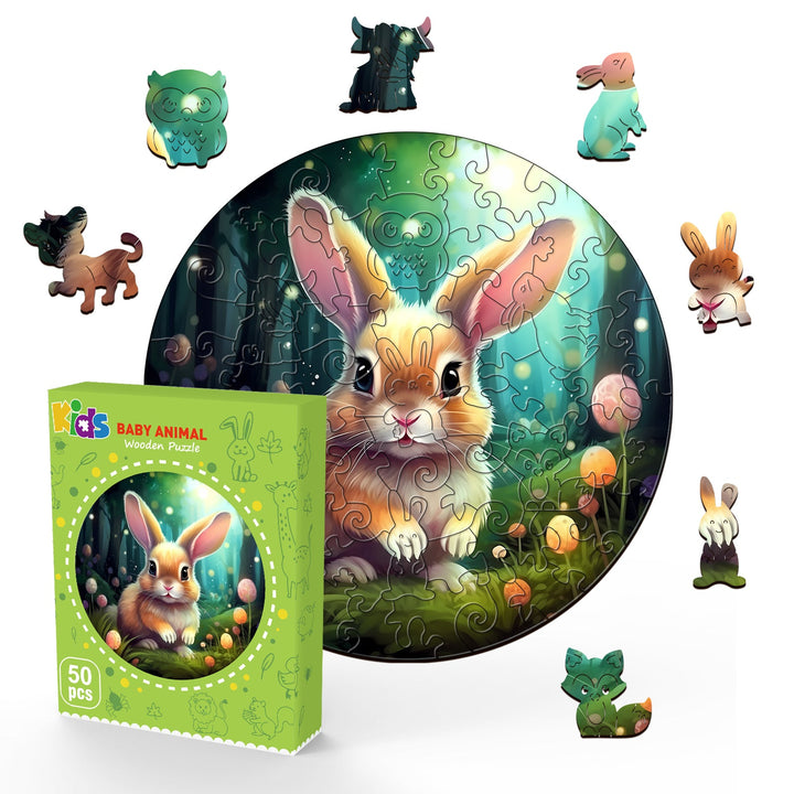 Kids Early Learning Wooden Rabbit Puzzle