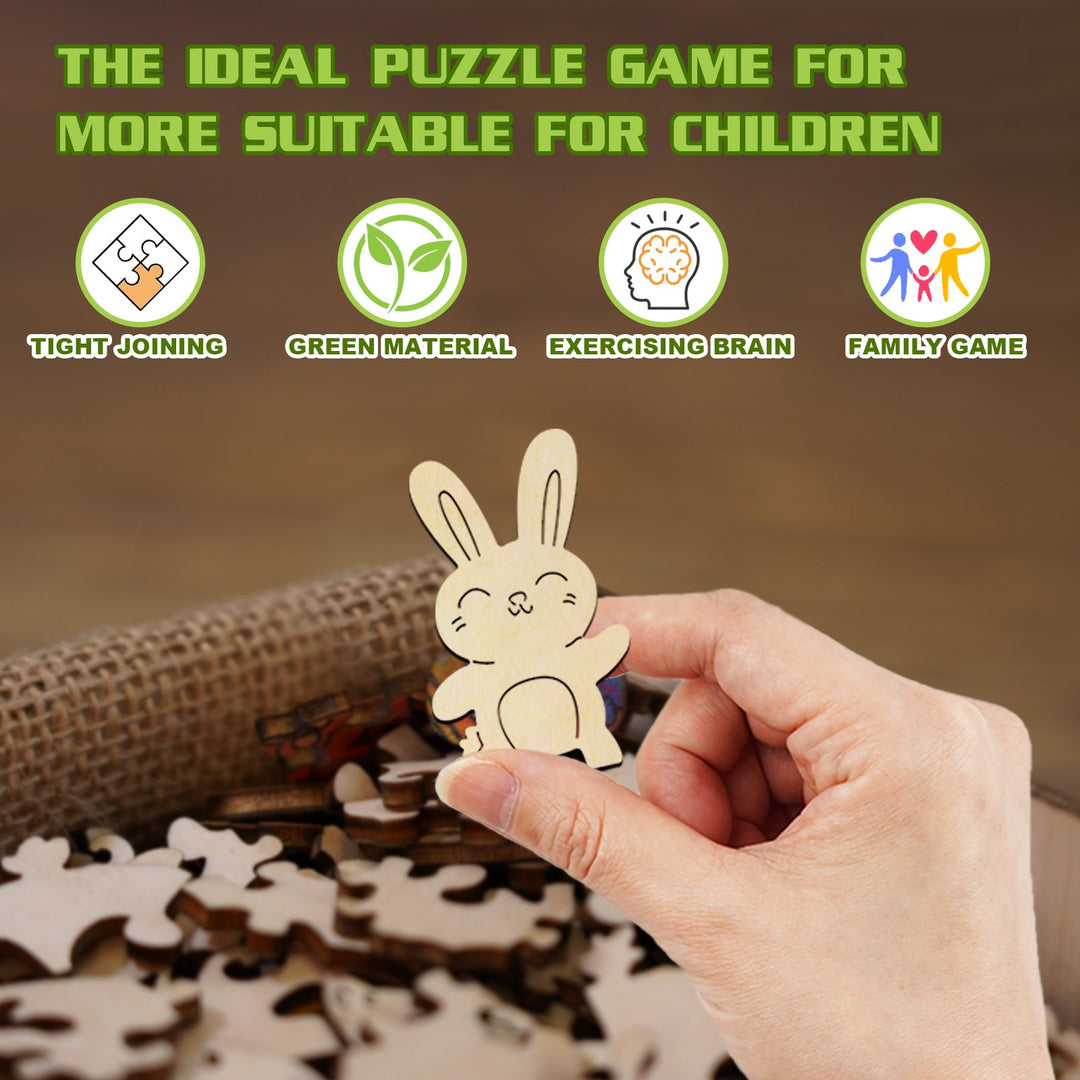 Kids Early Learning Wooden Rabbit Puzzle