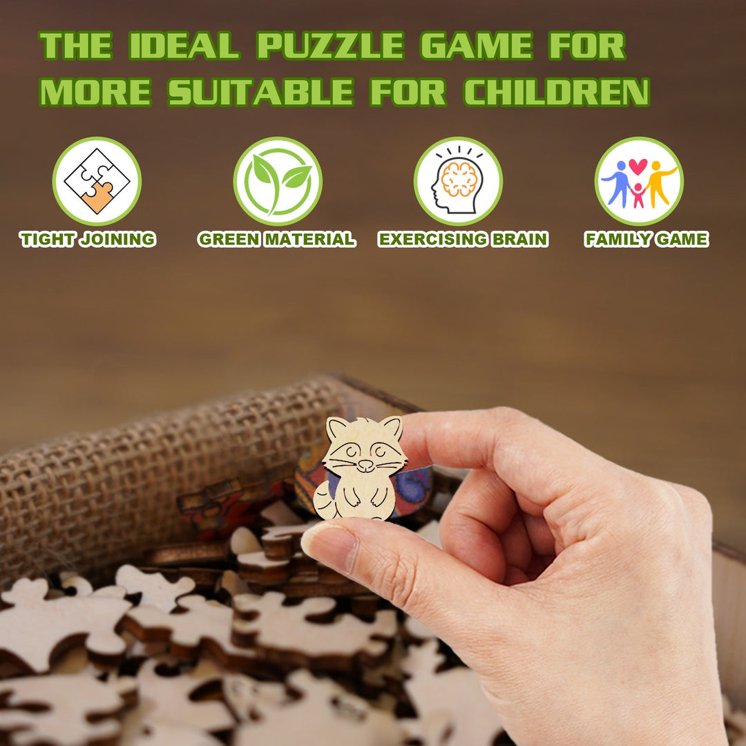 Kids Early Learning Wooden Raccoon Puzzle