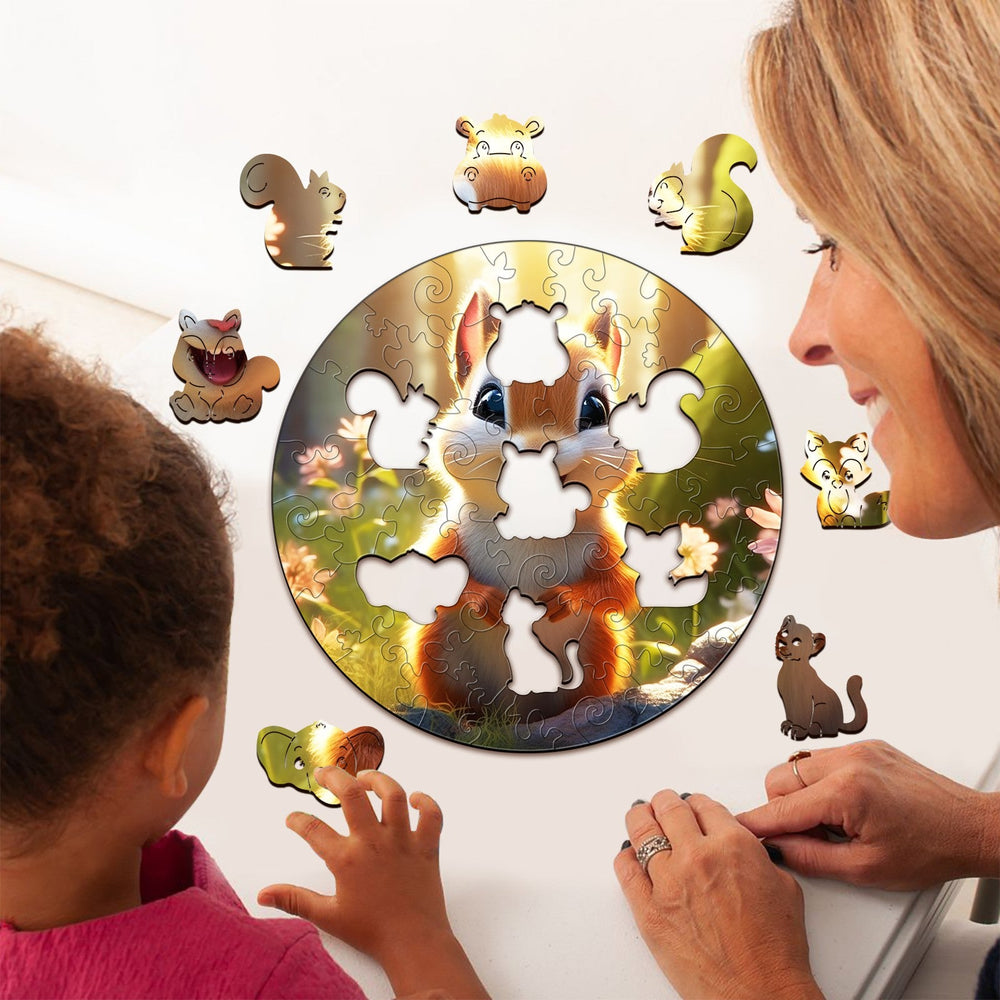 Kids Early Learning Wooden Squirrel Puzzle