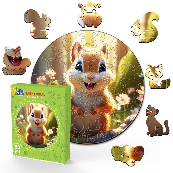 Kids Early Learning Wooden Squirrel Puzzle