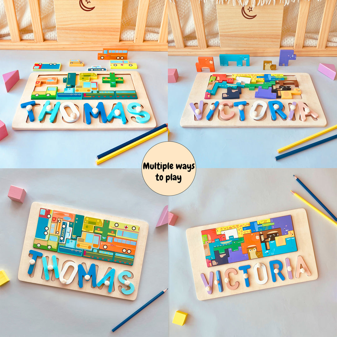 Personalized Wooden Stacking Matching Puzzle With Customized Name