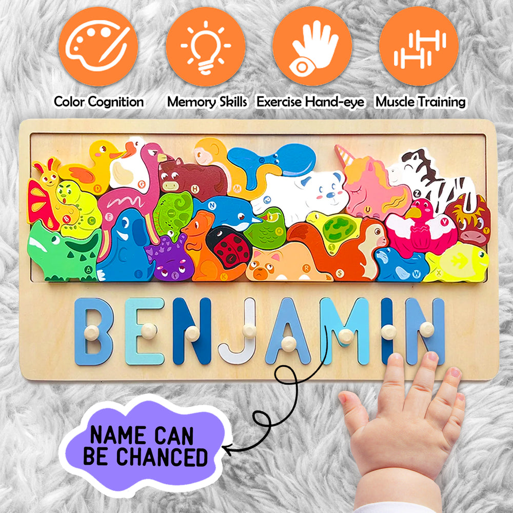 Personalized Wooden Stacking Matching Puzzle With Customized Name