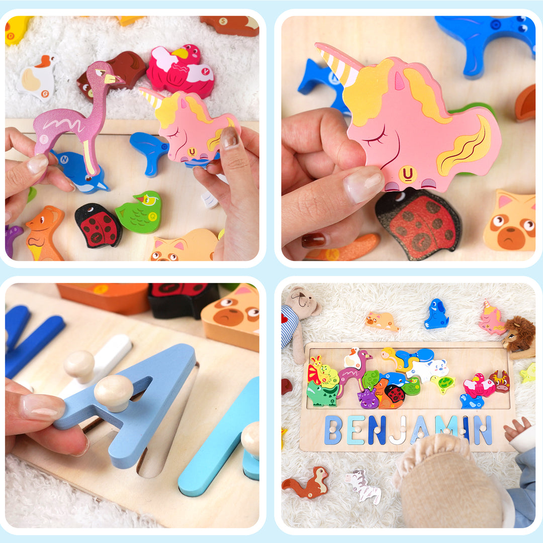 Personalized Wooden Stacking Matching Puzzle With Customized Name