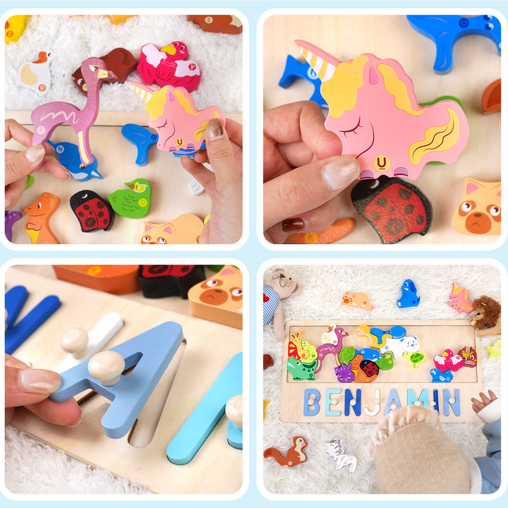 Personalized Wooden Stacking Matching Puzzle With Customized Name