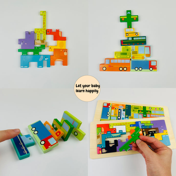 Personalized Wooden Stacking Matching Puzzle With Customized Name