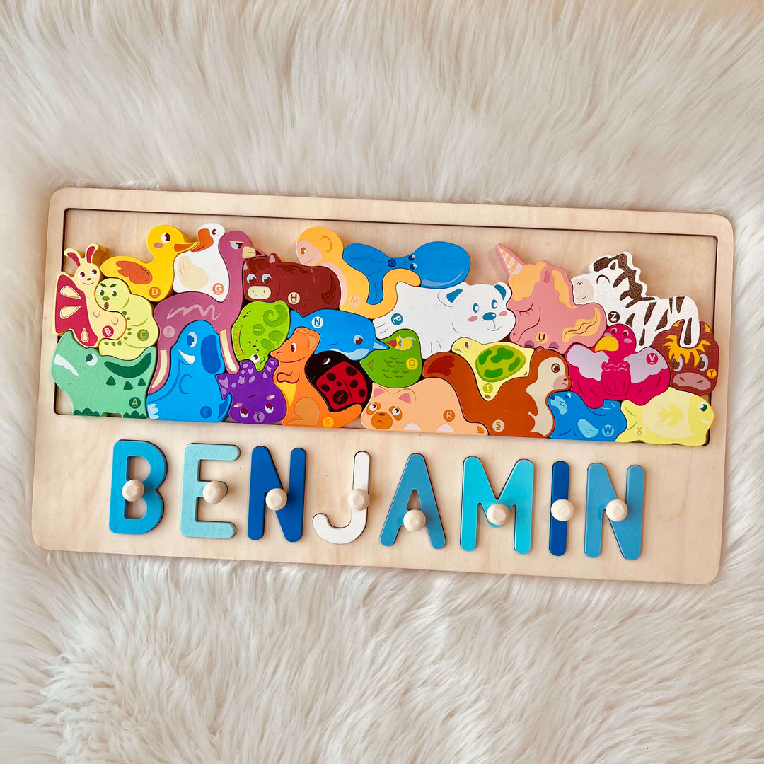 Personalized Wooden Dinosaur Stacking Puzzle