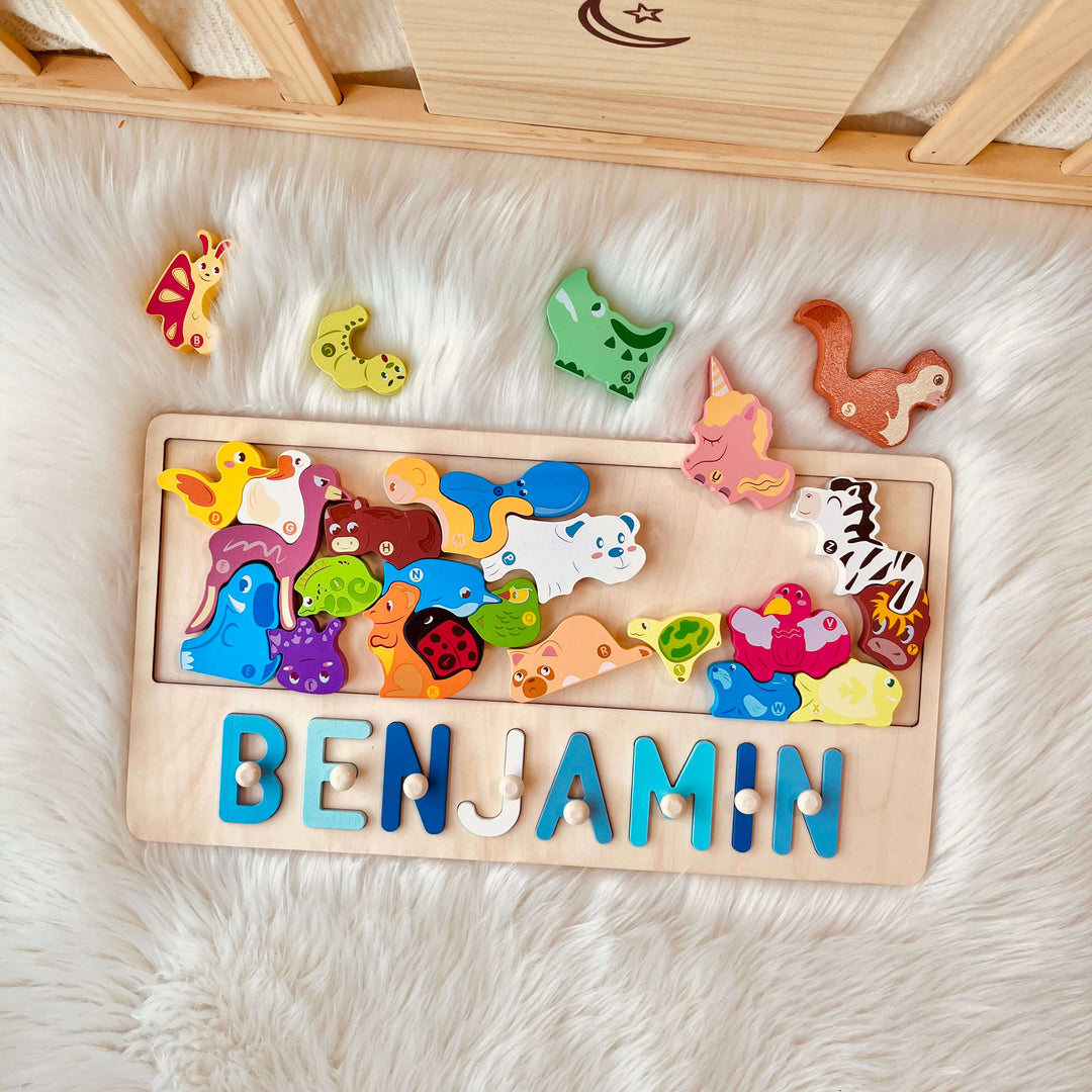 Personalized Wooden Dinosaur Stacking Puzzle