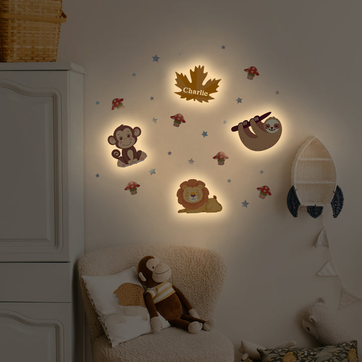 Personalized Wooden Baby's Room Wall Light Set-Forest Theme