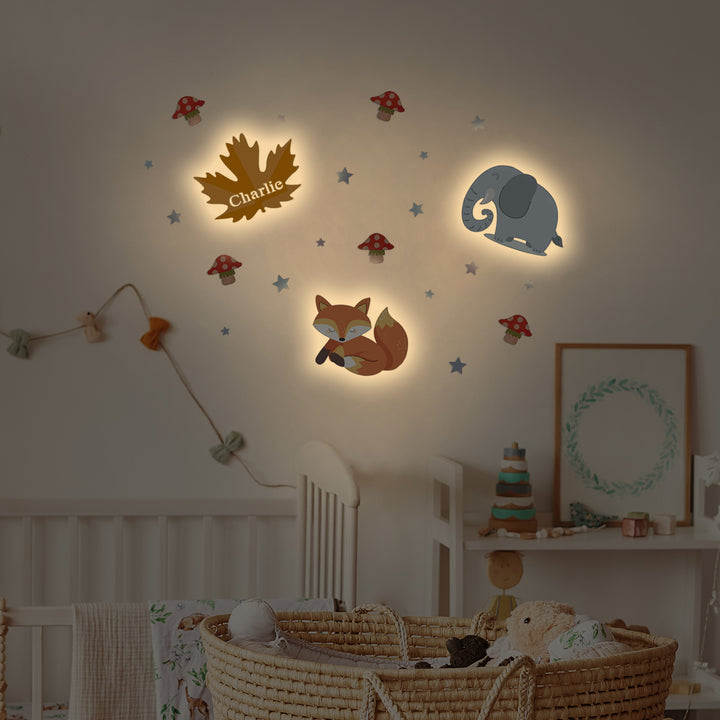 Personalized Wooden Baby's Room Wall Light Set-Forest Theme