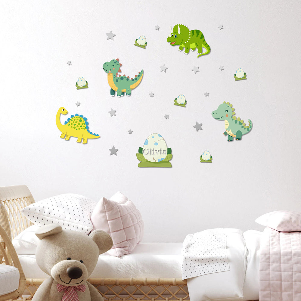 Personalized Wooden Baby's Room Wall Light Set-Dinosaur Theme