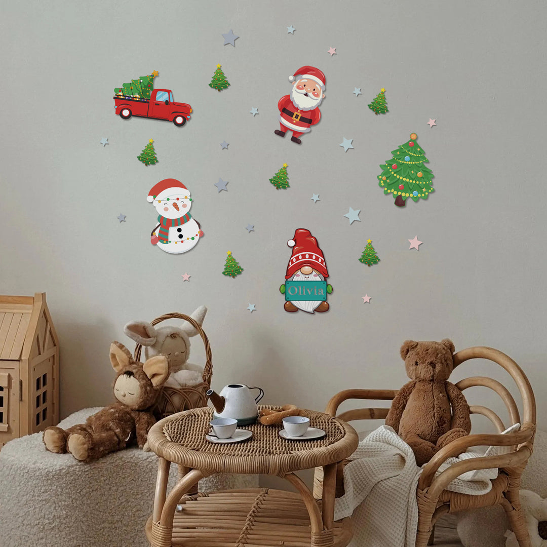 Personalized Wooden Baby's Room Wall Light Set-Christmas Theme
