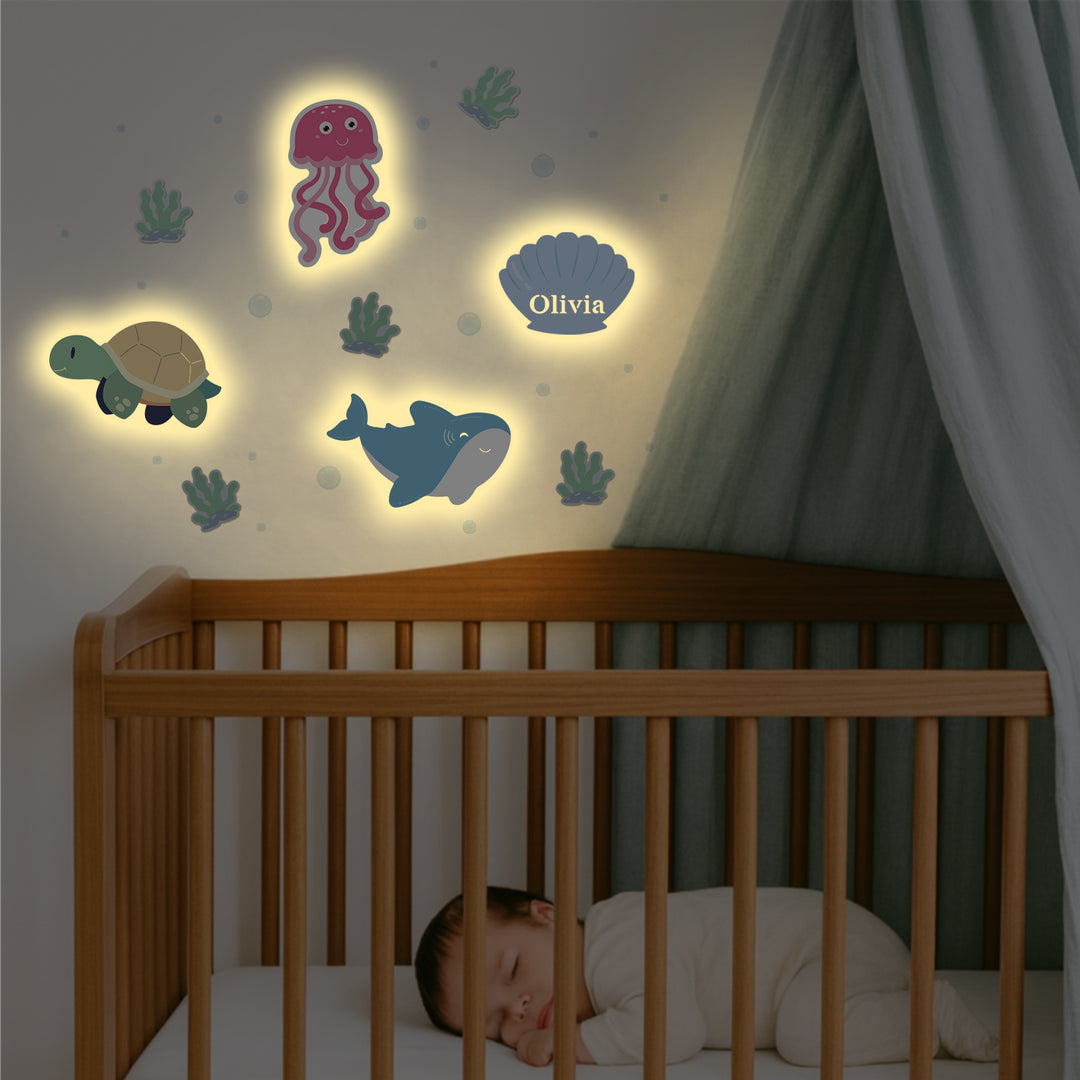 Personalized Wooden Baby's Room Wall Light Set-Marine Theme