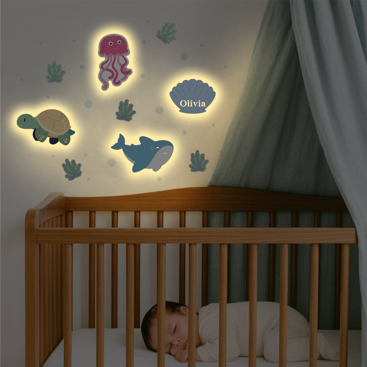 Personalized Wooden Baby's Room Wall Light Set-Marine Theme