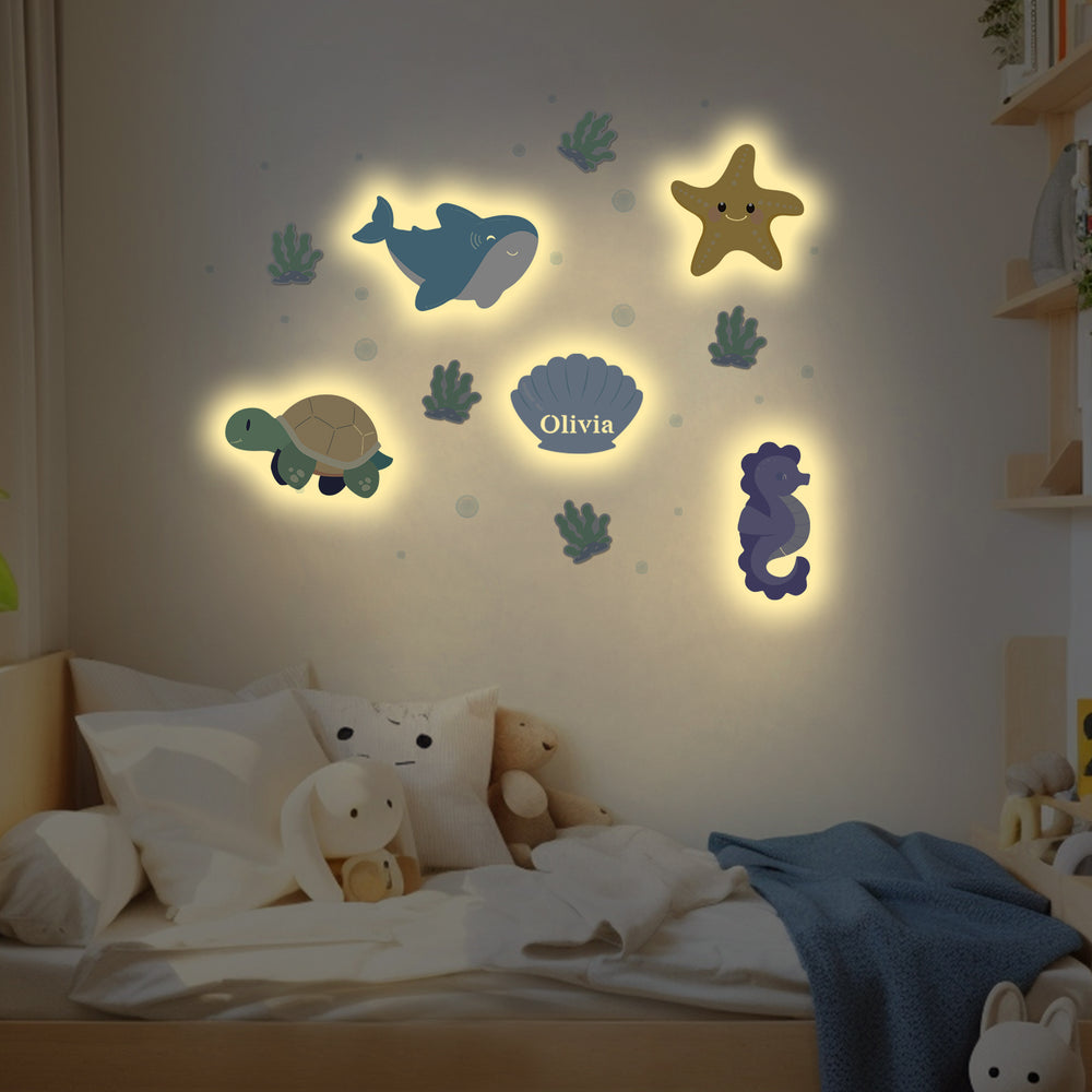 Personalized Wooden Baby's Room Wall Light Set-Marine Theme