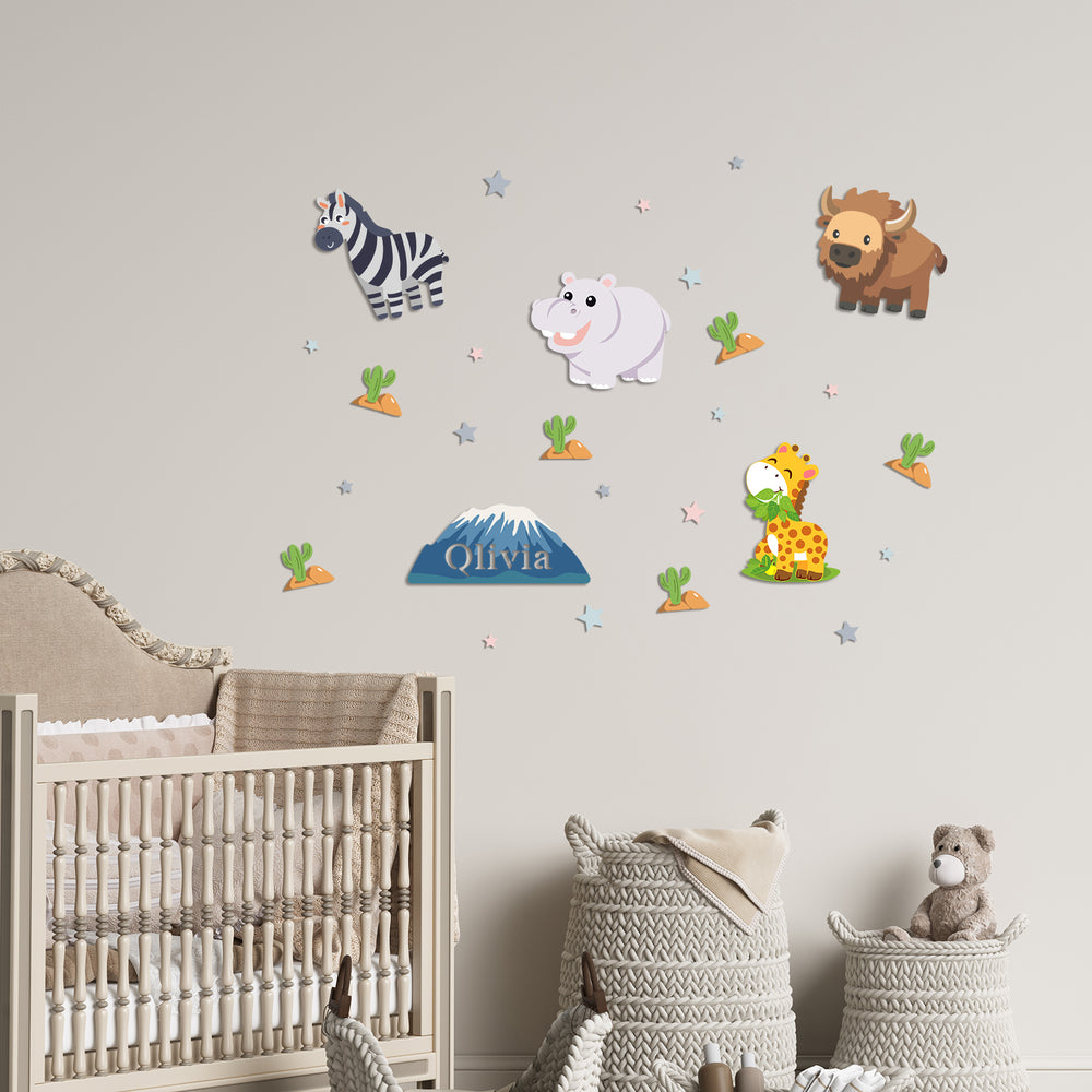 Personalized Wooden Baby's Room Wall Light Set-Grassland Theme